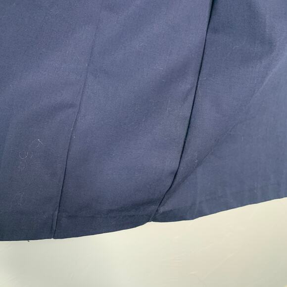 Navy Blue Vintage 70s 80s Trench Coat Horn Button Style Belted Classic Medium - Picture 12 of 15